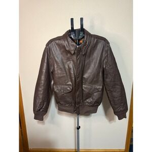 Vintage Cooper Type A-2 Brown Leather Flight Bomber Jacket Men's 42R USAF Style